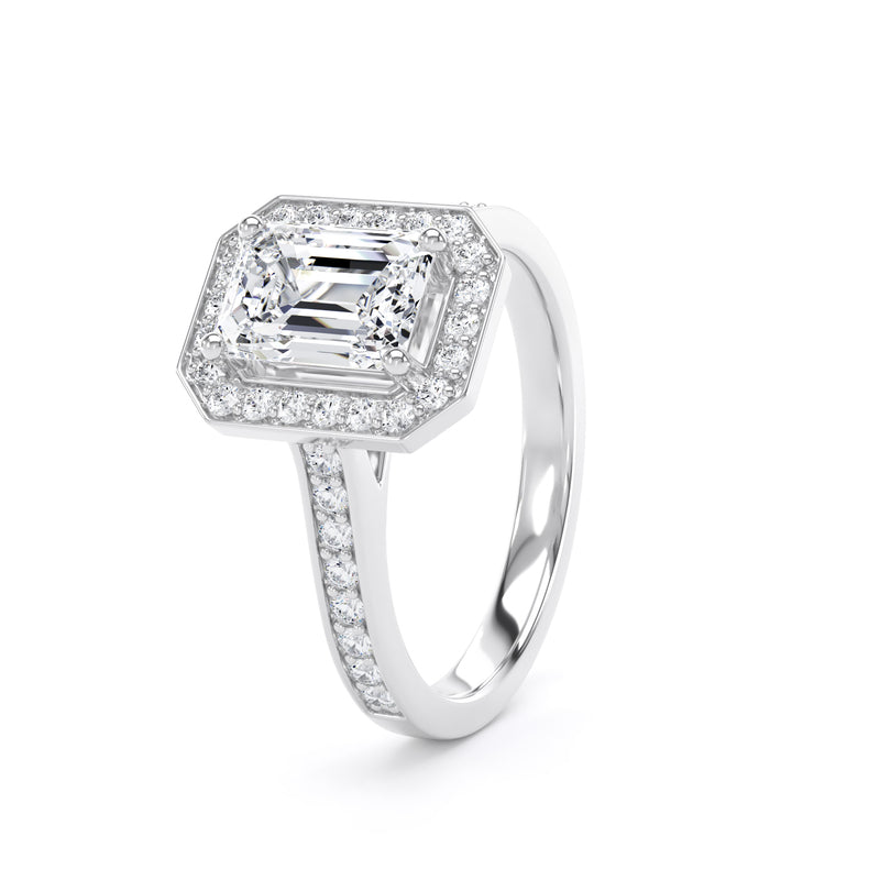 Juno Emerald Cut Engagement Ring in 18ct White Gold