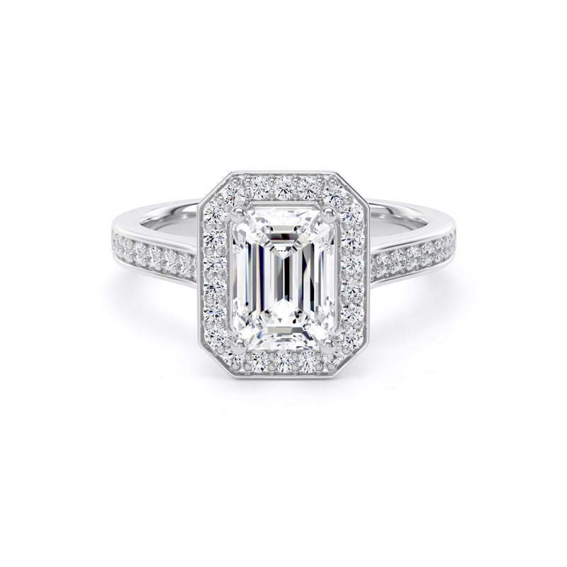Juno Emerald Cut Engagement Ring in Platinum 950