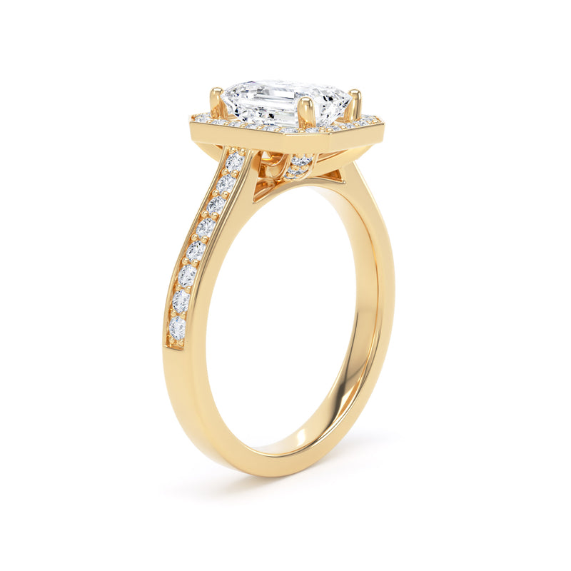 Juno Emerald Cut Engagement Ring in 9ct Yellow Gold