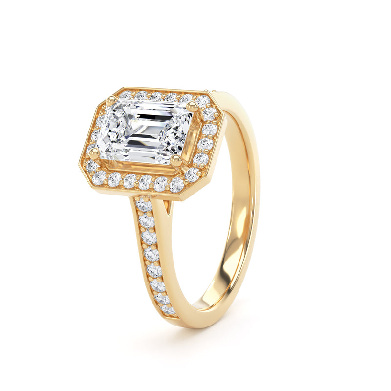 Juno Emerald Cut Engagement Ring in 9ct Yellow Gold