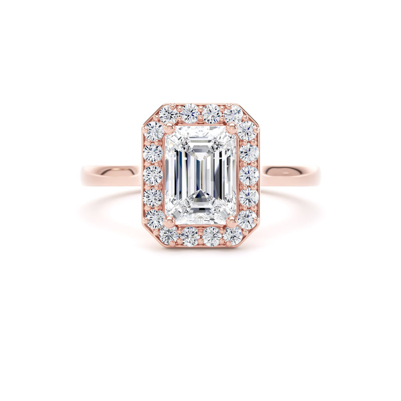 Inez Emerald Cut Engagement Ring in 18ct Rose Gold
