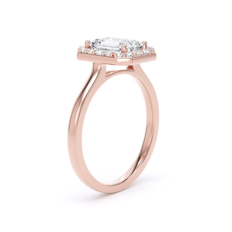 Inez Emerald Cut Engagement Ring in 18ct Rose Gold