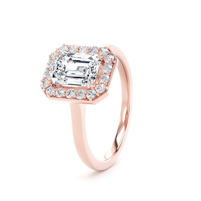 Inez Emerald Cut Engagement Ring in 18ct Rose Gold