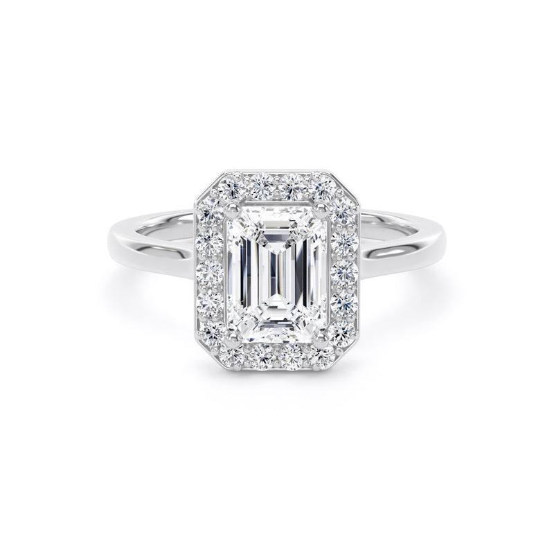 Inez Emerald Cut Engagement Ring in 9ct White Gold