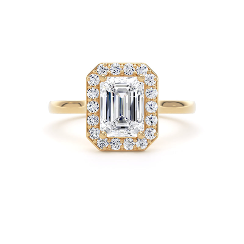 Inez Emerald Cut Engagement Ring in 9ct Yellow Gold