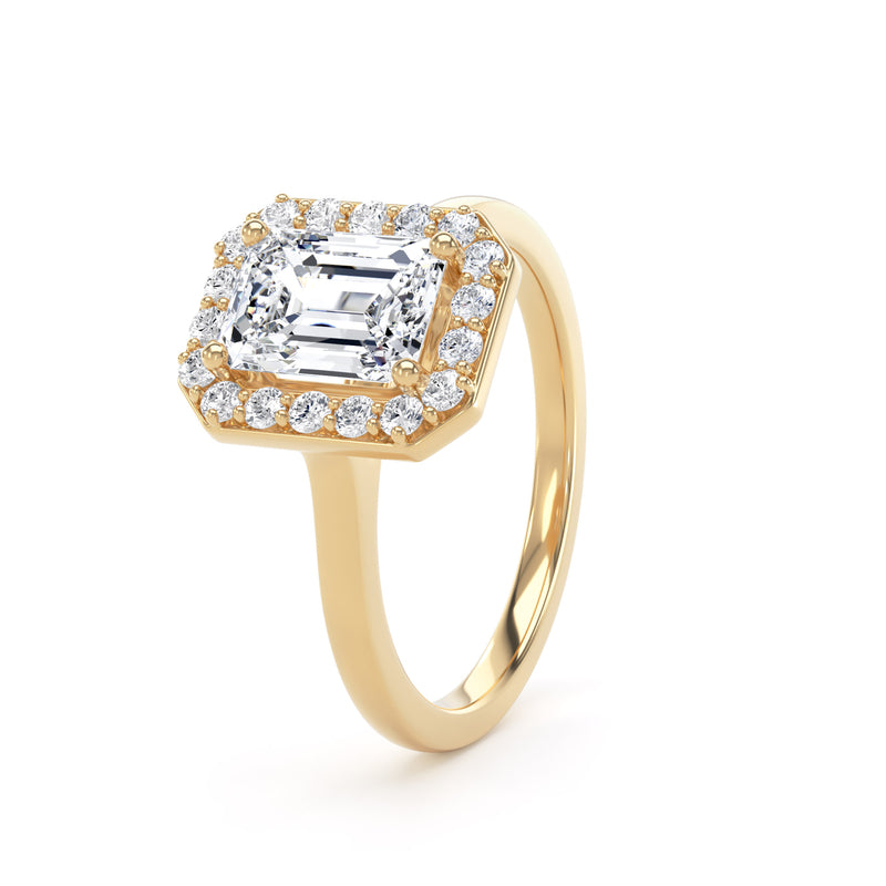 Inez Emerald Cut Engagement Ring in 9ct Yellow Gold