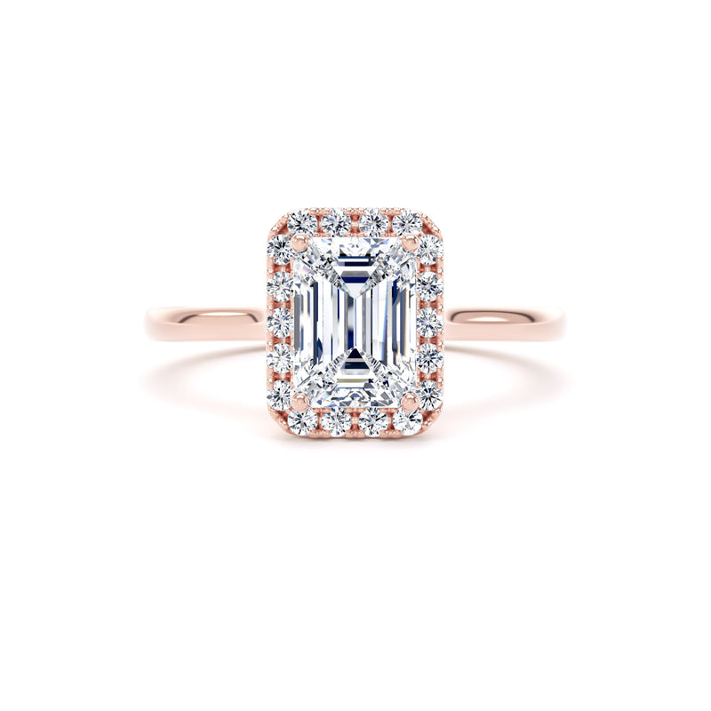 Hana Emerald Cut Engagement Ring in 9ct Rose Gold