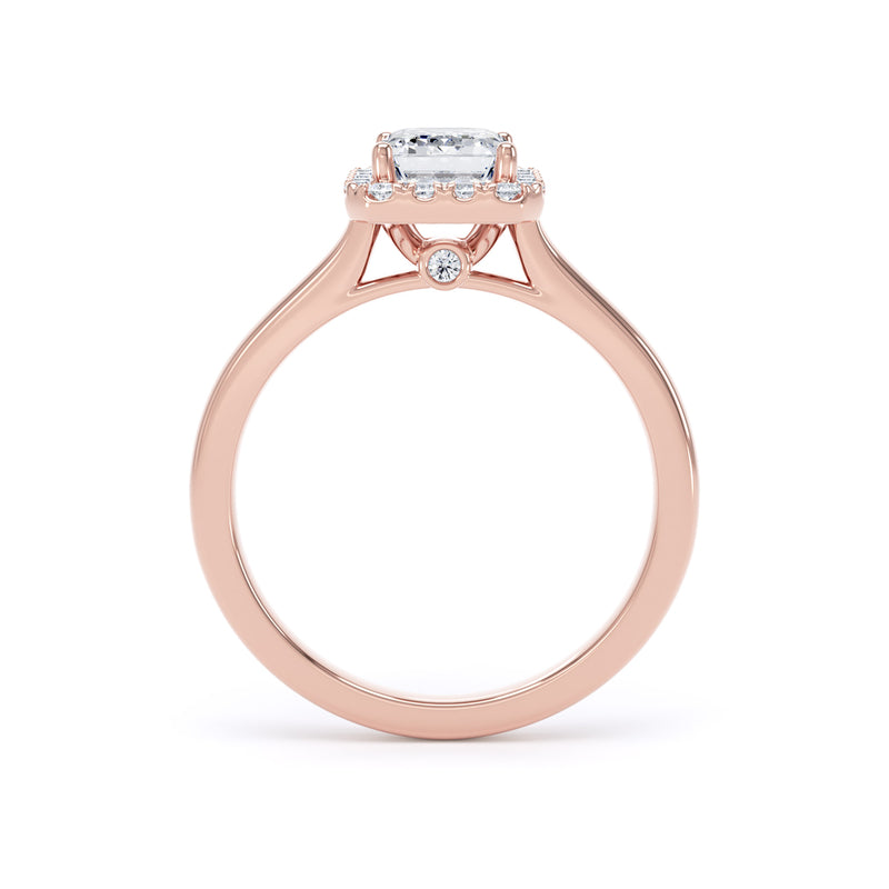 Hana Emerald Cut Engagement Ring in 9ct Rose Gold