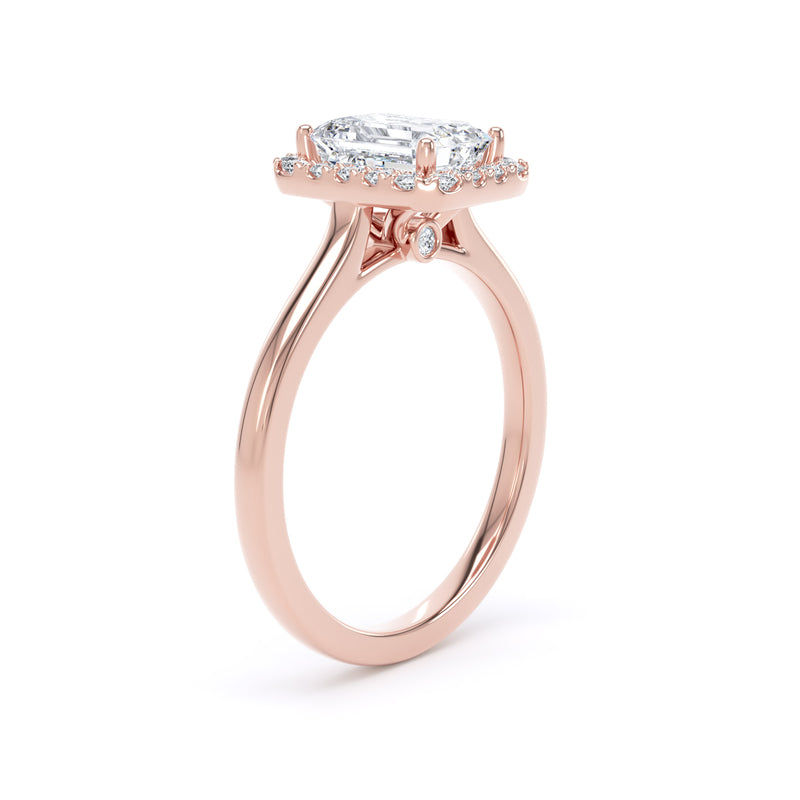 Hana Emerald Cut Engagement Ring in 9ct Rose Gold