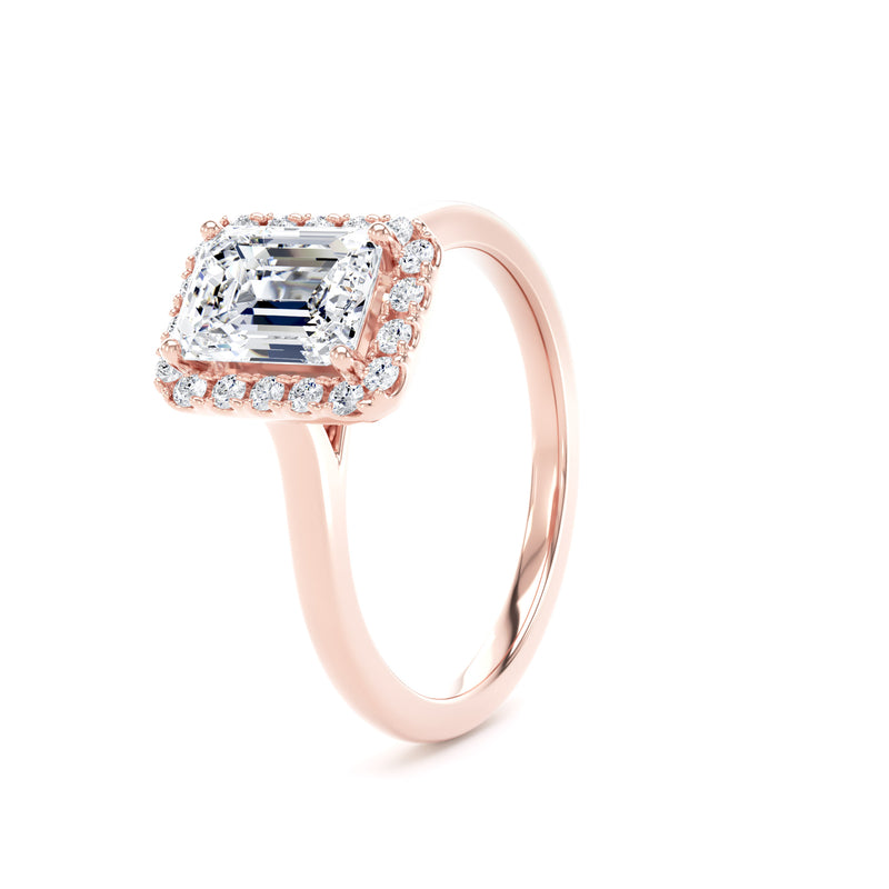 Hana Emerald Cut Engagement Ring in 9ct Rose Gold