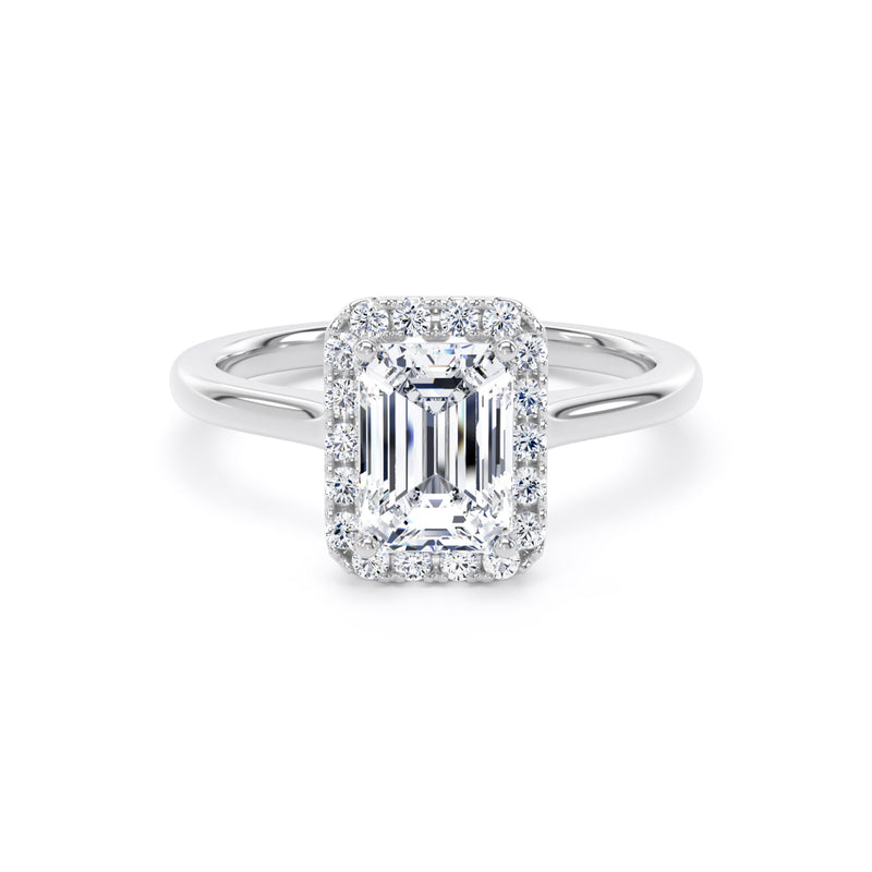 Hana Emerald Cut Engagement Ring in 9ct White Gold