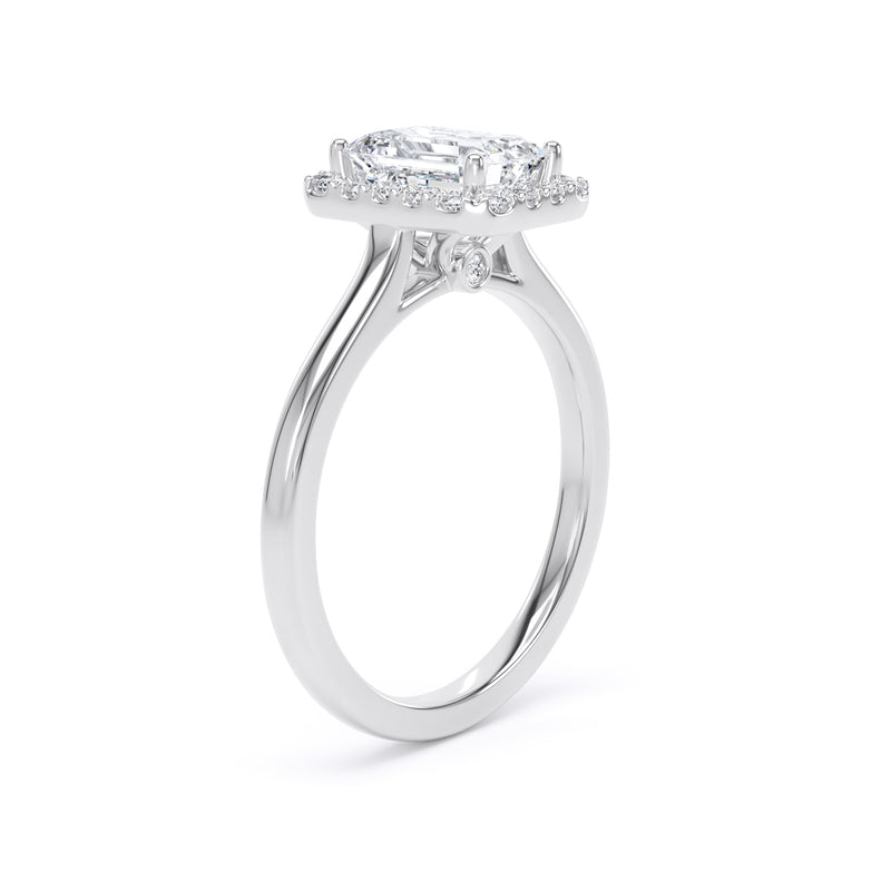 Hana Emerald Cut Engagement Ring in 18ct White Gold
