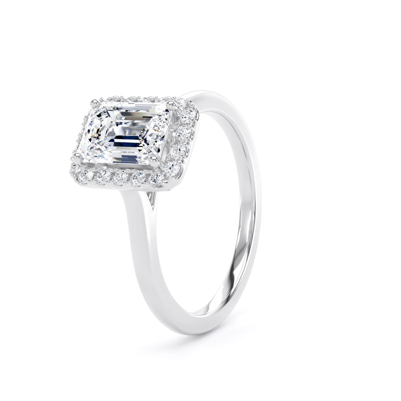 Hana Emerald Cut Engagement Ring in 9ct White Gold