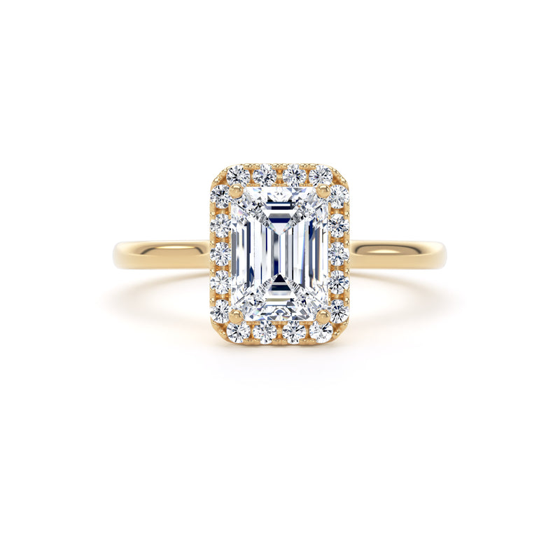 Hana Emerald Cut Engagement Ring in 9ct Yellow Gold