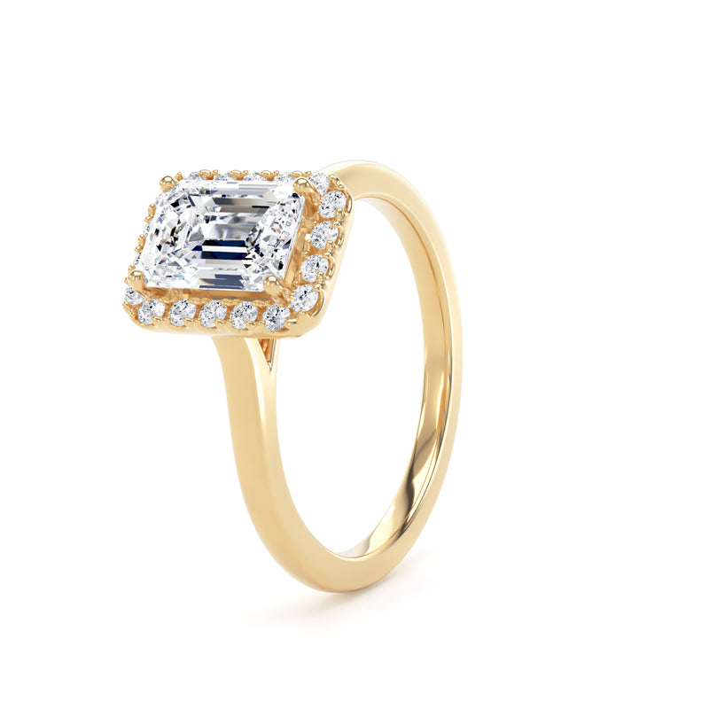 Hana Emerald Cut Engagement Ring in 18ct Yellow Gold