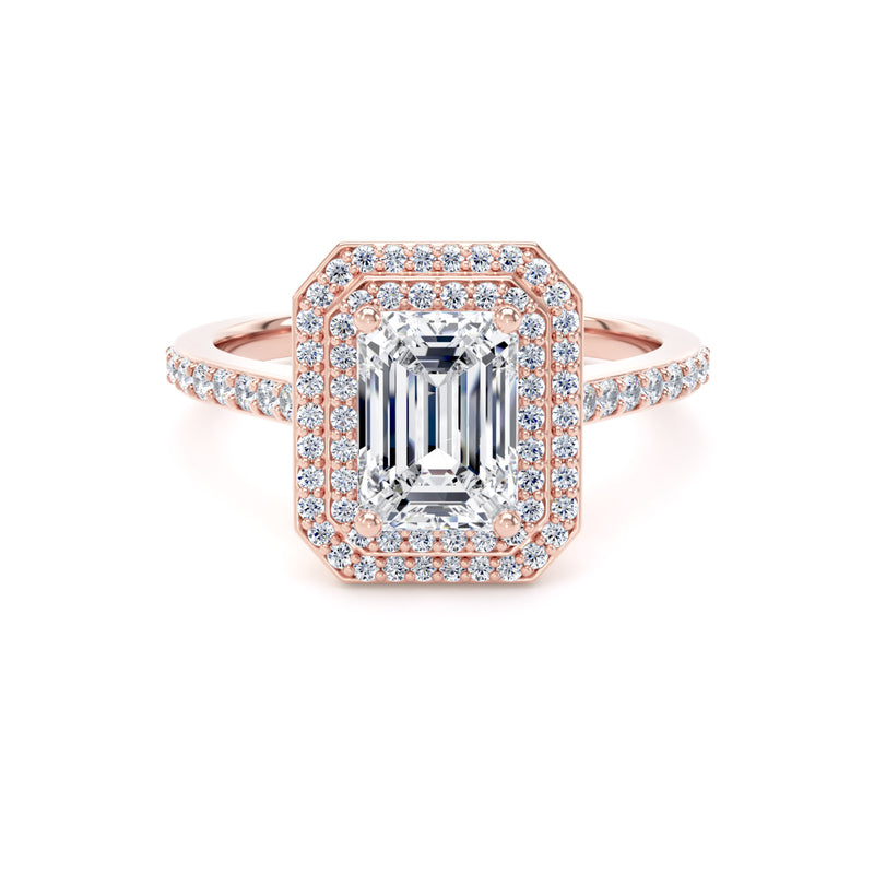 Greer Emerald Cut Engagement Ring in 9ct Rose Gold
