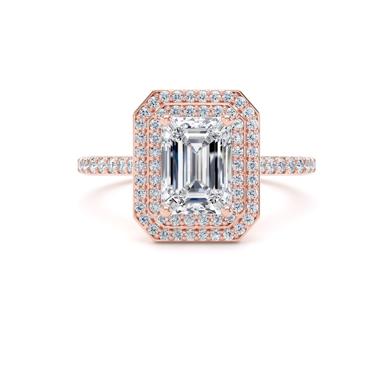 Greer Emerald Cut Engagement Ring in 18ct Rose Gold