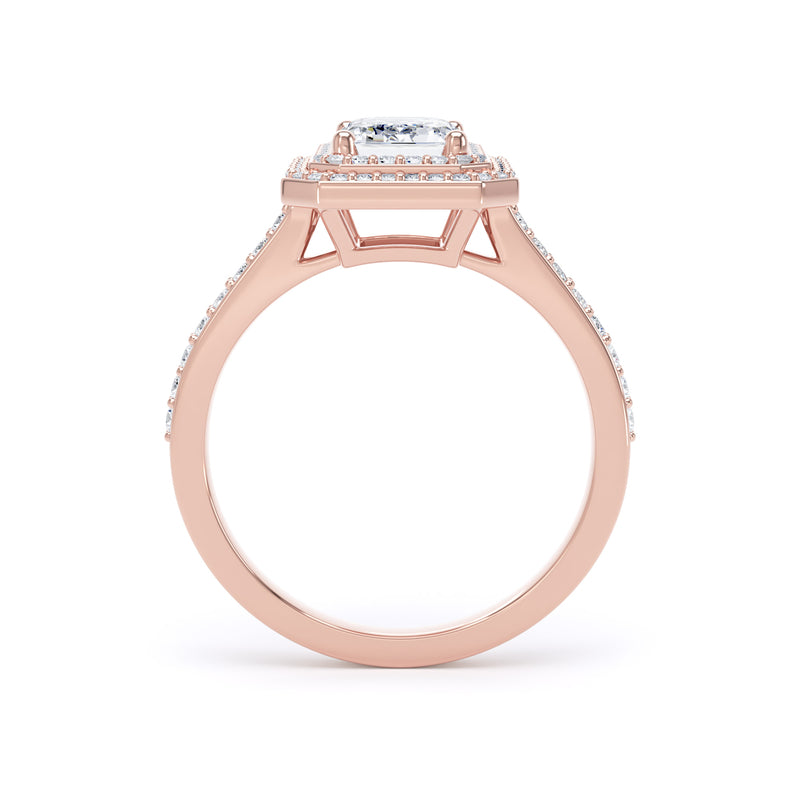 Greer Emerald Cut Engagement Ring in 18ct Rose Gold