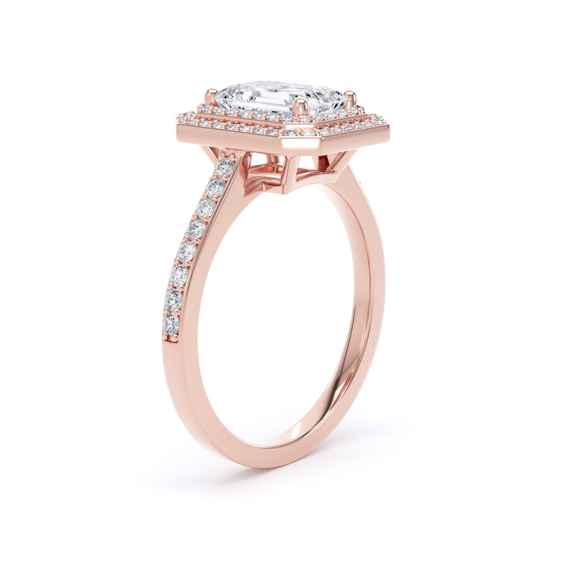 Greer Emerald Cut Engagement Ring in 18ct Rose Gold