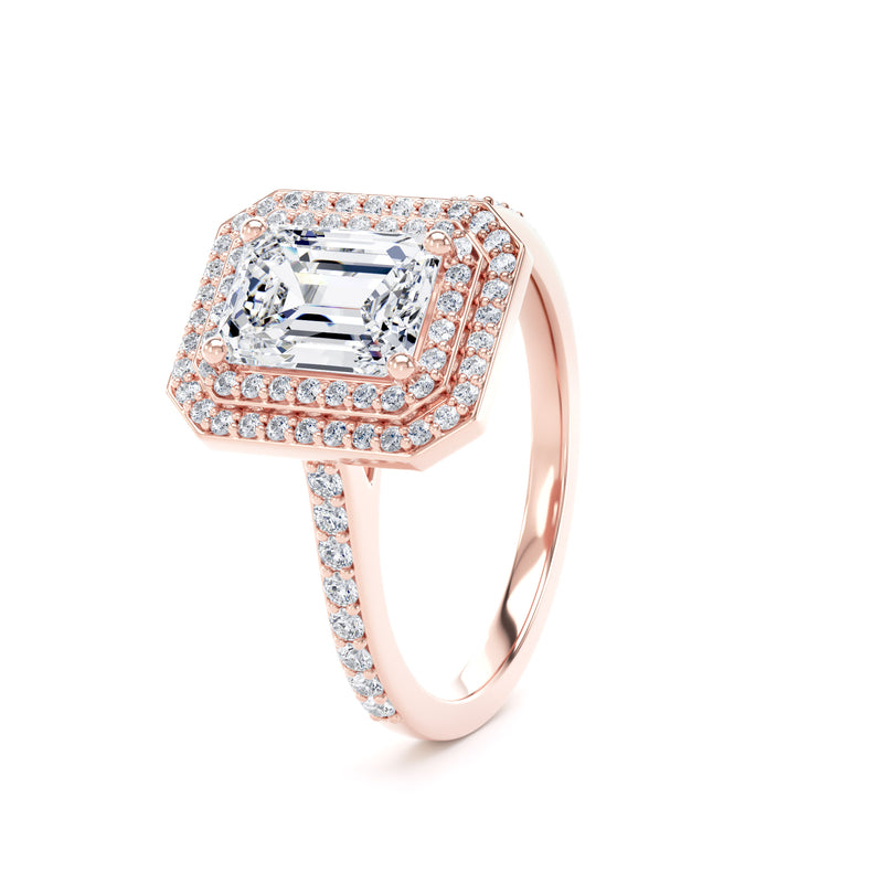 Greer Emerald Cut Engagement Ring in 18ct Rose Gold