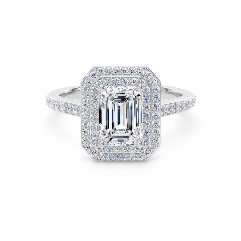 Greer Emerald Cut Engagement Ring in Platinum 950