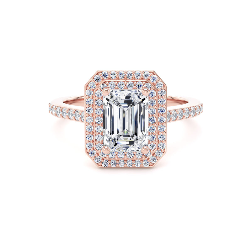 Fina Emerald Cut Engagement Ring in 18ct Rose Gold
