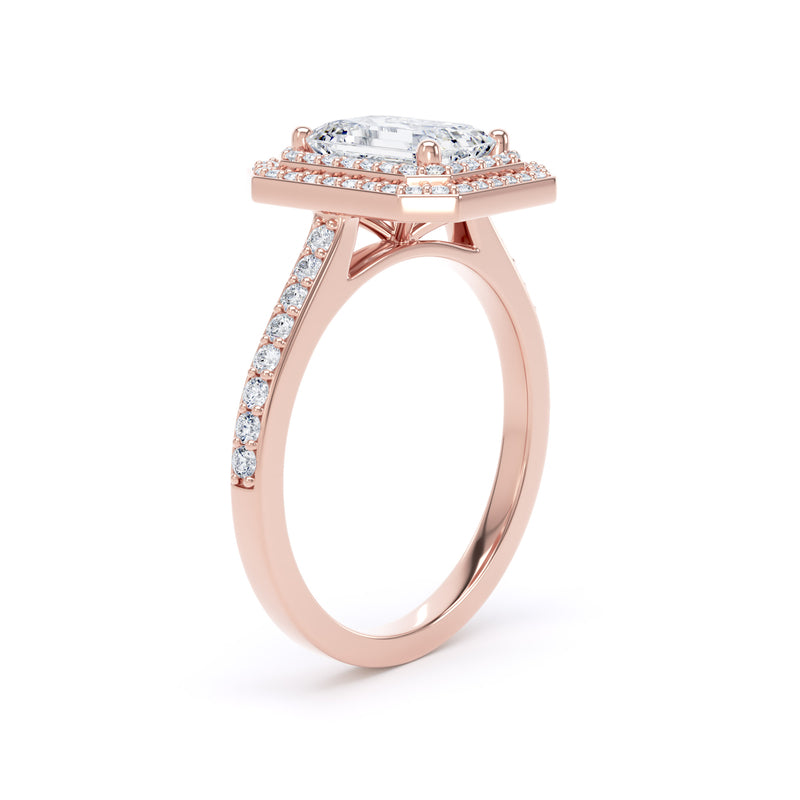 Fina Emerald Cut Engagement Ring in 18ct Rose Gold