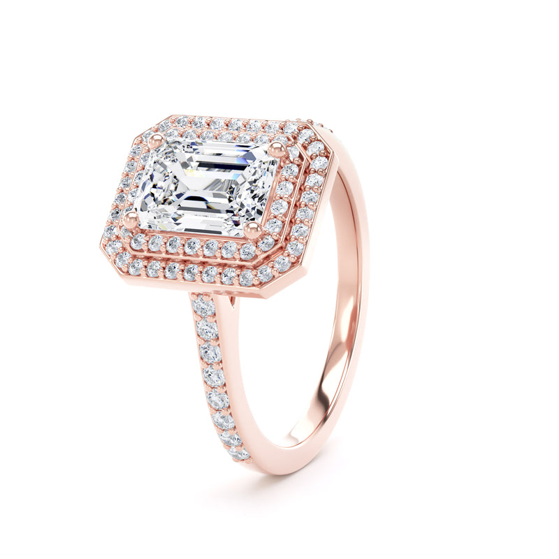 Fina Emerald Cut Engagement Ring in 18ct Rose Gold