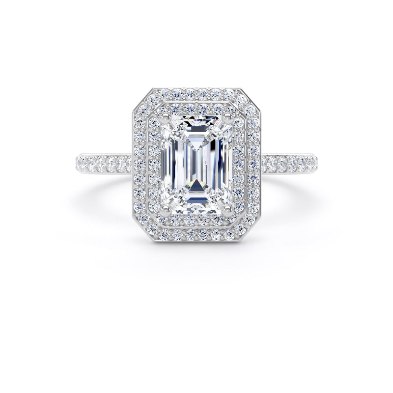Fina Emerald Cut Engagement Ring in 9ct White Gold