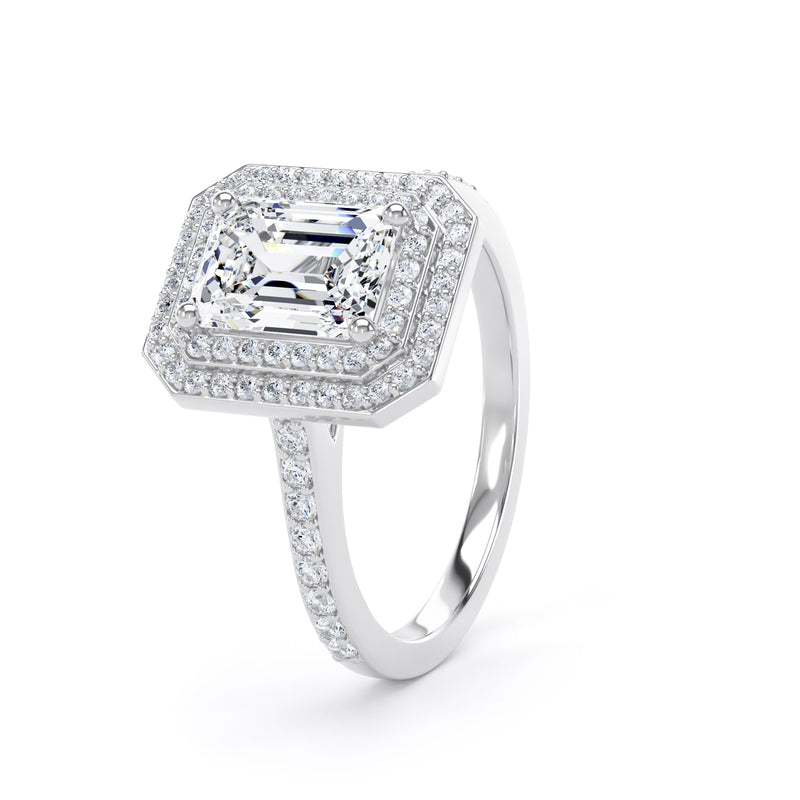 Fina Emerald Cut Engagement Ring in 18ct White Gold