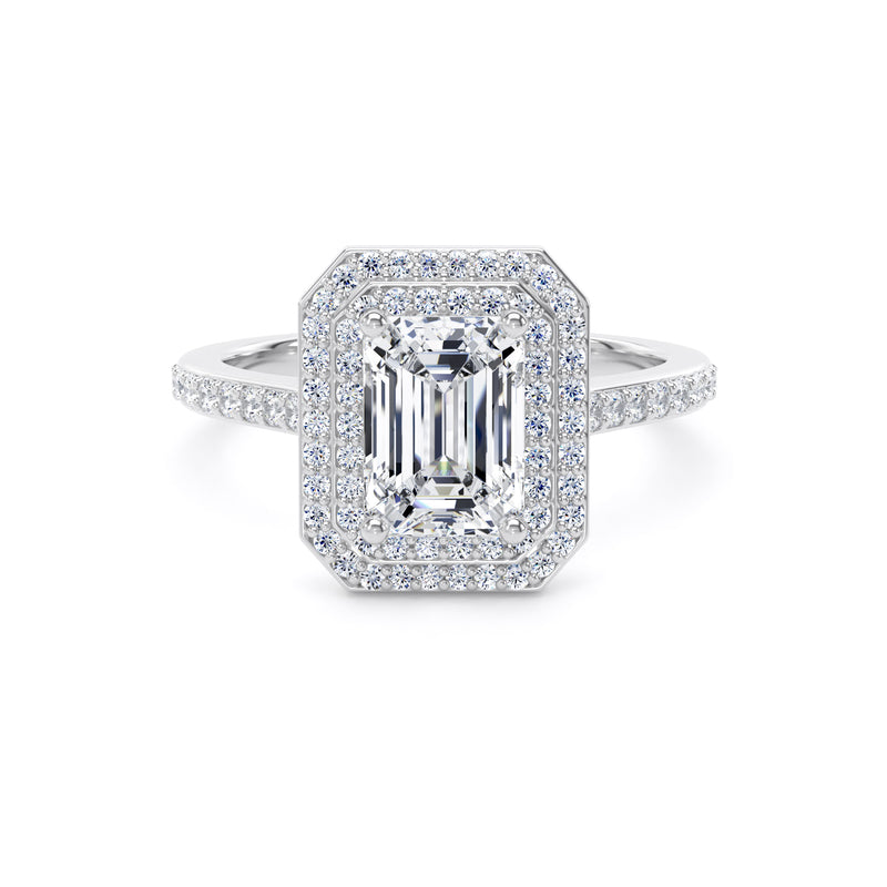 Fina Emerald Cut Engagement Ring in 9ct White Gold