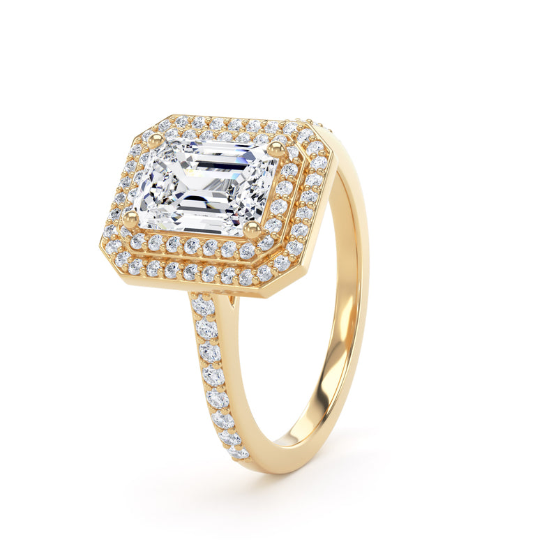 Fina Emerald Cut Engagement Ring in 9ct Yellow Gold