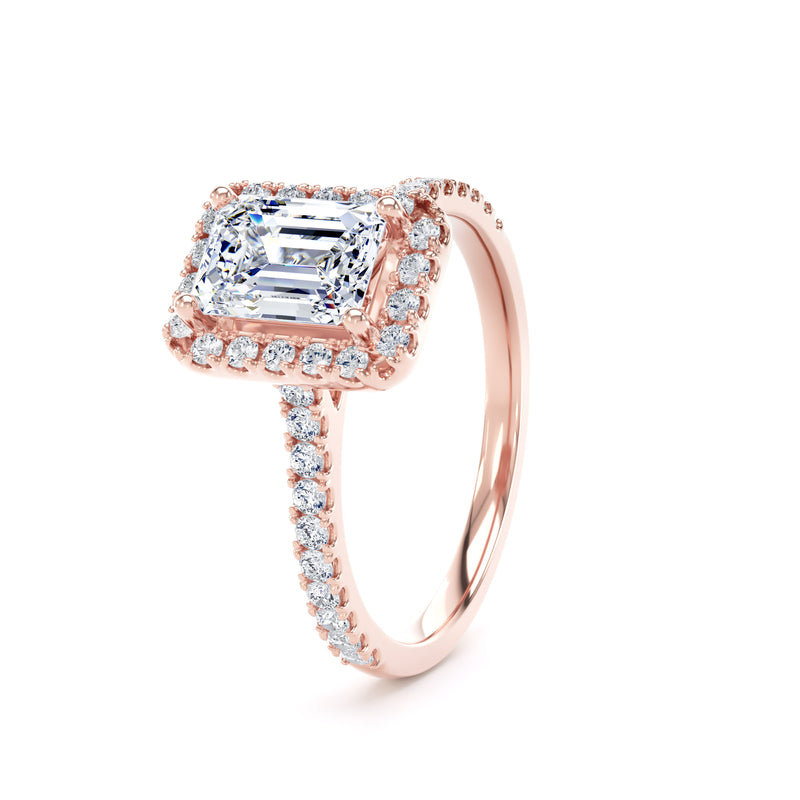 Esme Emerald Cut Engagement Ring in 18ct Rose Gold