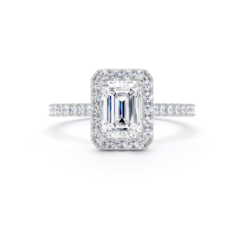 Esme Emerald Cut Engagement Ring in 9ct White Gold