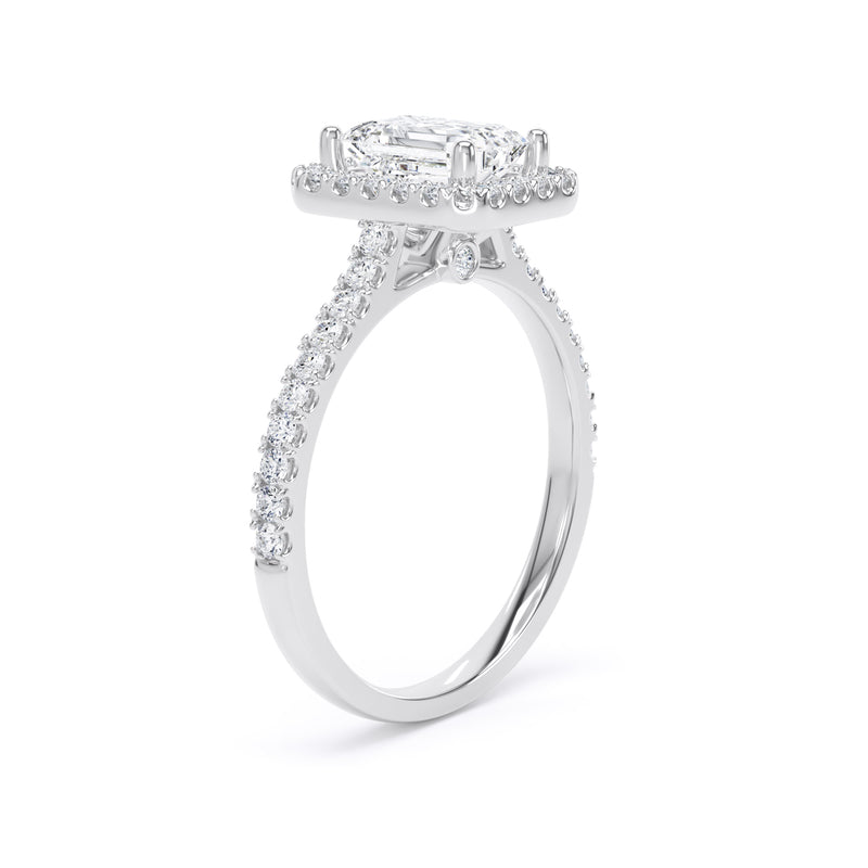 Esme Emerald Cut Engagement Ring in 18ct White Gold