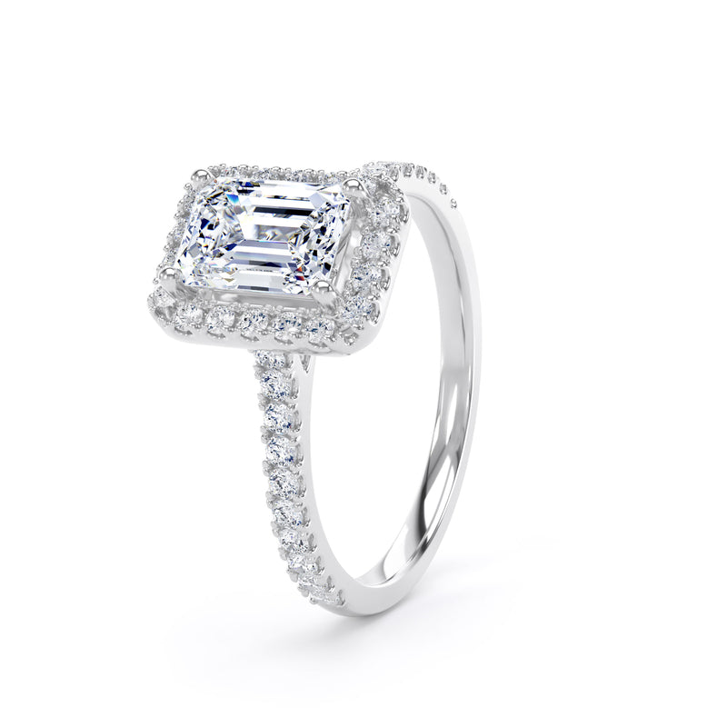 Esme Emerald Cut Engagement Ring in 18ct White Gold