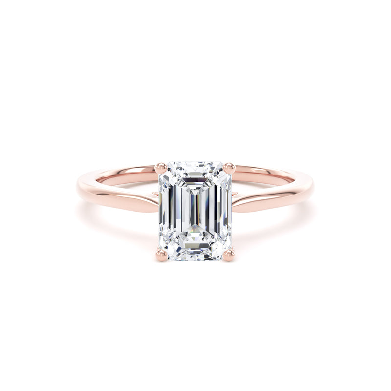 Elin Emerald Cut Engagement Ring in 9ct Rose Gold