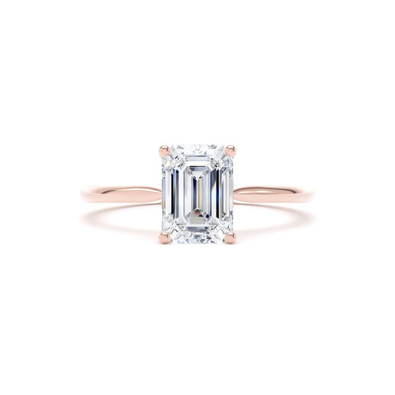 Elin Emerald Cut Engagement Ring in 9ct Rose Gold