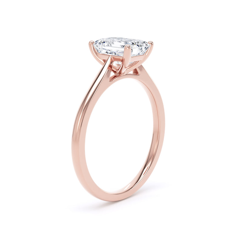 Elin Emerald Cut Engagement Ring in 18ct Rose Gold