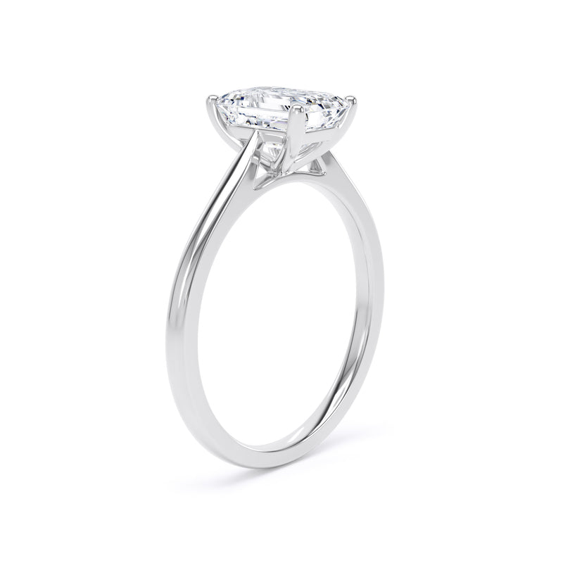 Elin Emerald Cut Engagement Ring in 18ct White Gold