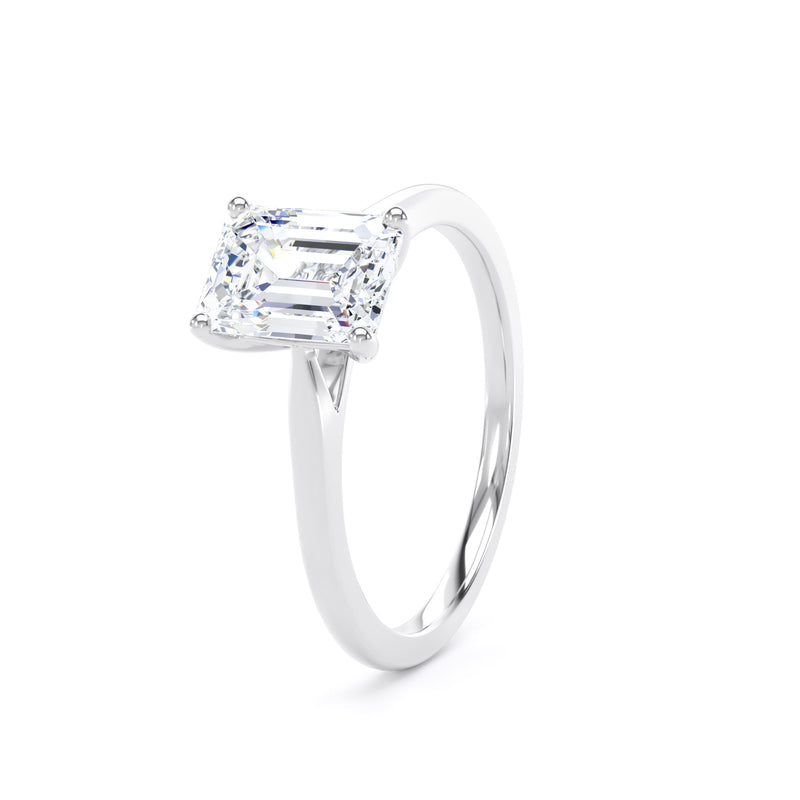 Elin Emerald Cut Engagement Ring in 18ct White Gold