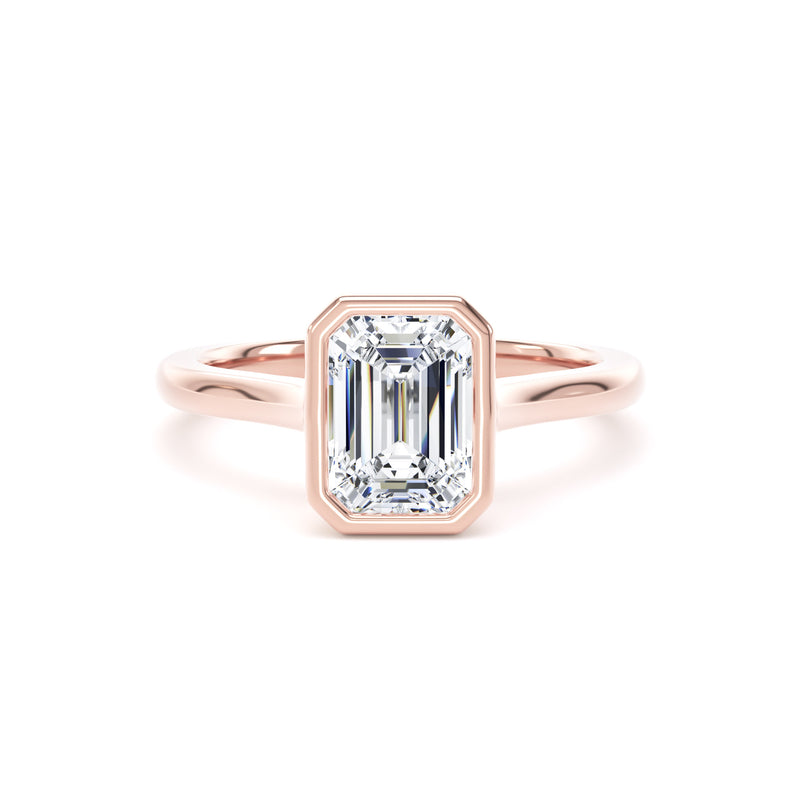 Dina Emerald Cut Engagement Ring in 9ct Rose Gold