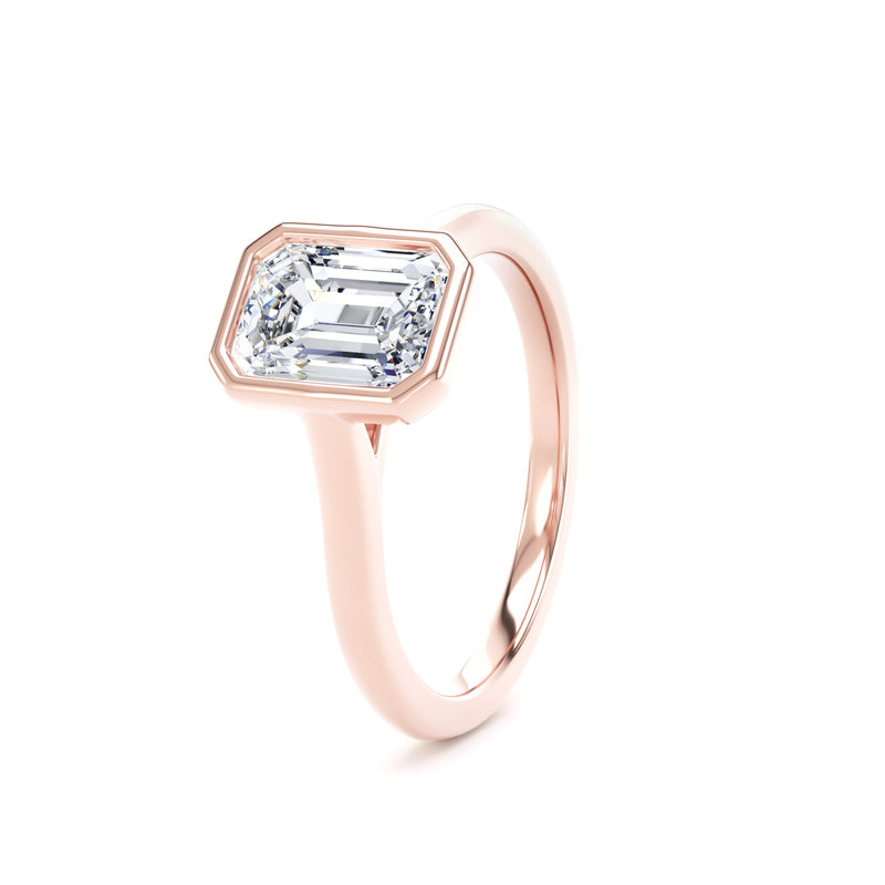 Dina Emerald Cut Engagement Ring in 9ct Rose Gold
