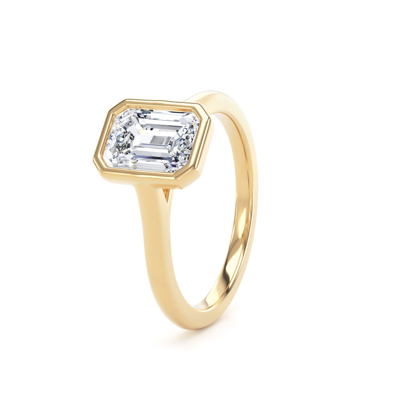 Dina Emerald Cut Engagement Ring in 18ct Yellow Gold