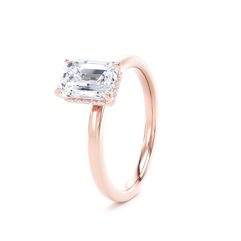 Bryn Emerald Cut Engagement Ring in 18ct Rose Gold