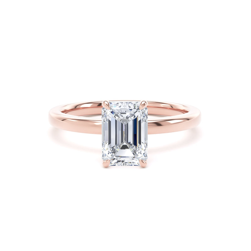 Bryn Emerald Cut Engagement Ring in 9ct Rose Gold
