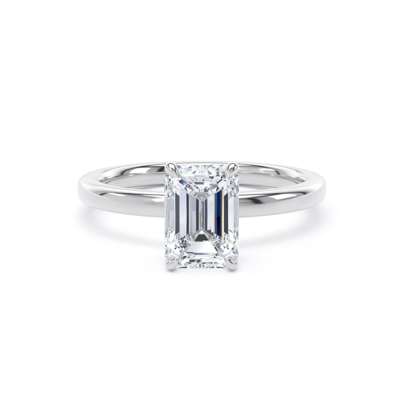 Bryn Emerald Cut Engagement Ring in 18ct White Gold