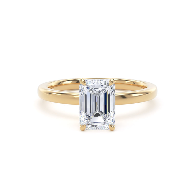 Bryn Emerald Cut Engagement Ring in 9ct Yellow Gold