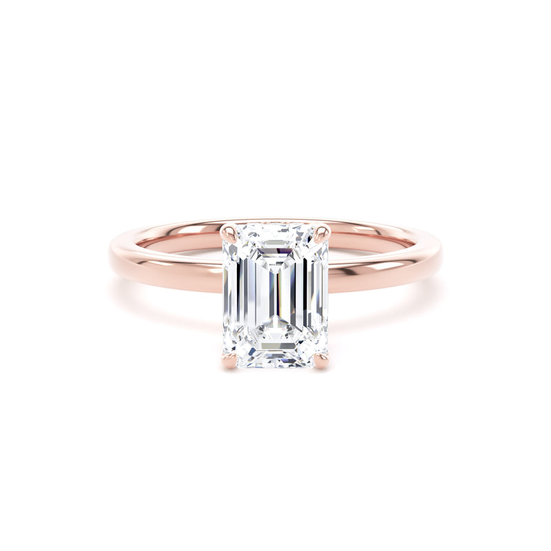 Alma Emerald Cut Engagement Ring in 18ct Rose Gold