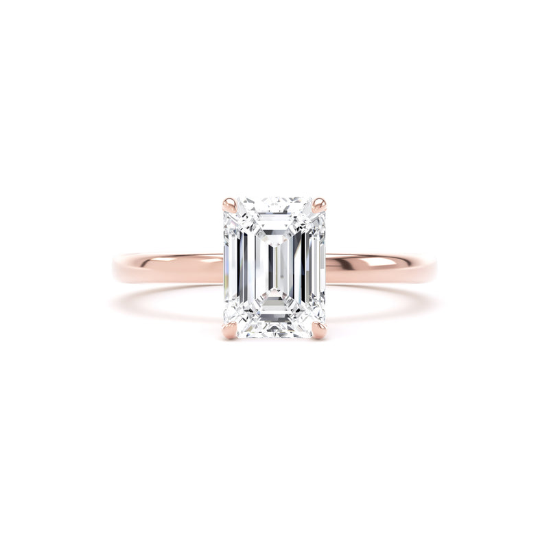 Alma Emerald Cut Engagement Ring in 9ct Rose Gold
